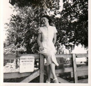 Vintage Photo,  Sexy Woman In Summer Dress Posing On Bridge,  Shot Pb27