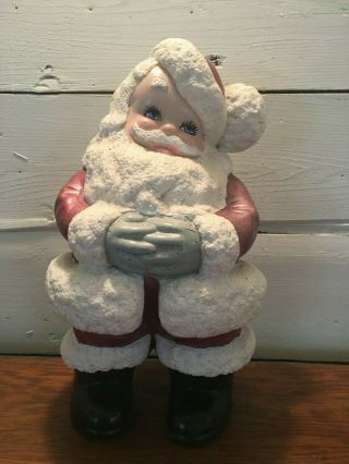 Vintage Ceramic Santa Claus Hand Painted 14 " Tall Figure Christmas Home Decor