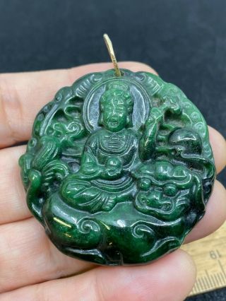 Carved Unknown Gemstone Buddha Pendant - 33 Grams - Vintage Estate Find