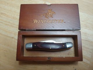 Vintage Winchester Pocket Knife In Wooden Box.