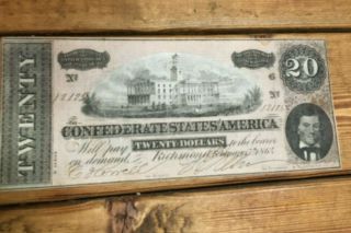 Civil War Confederate Twenty Dollar Bill 1864