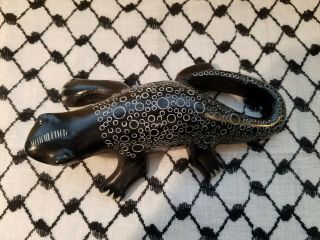 Hand Carved Black Soapstone Lizard Salamander Figurine Sculpture 8 