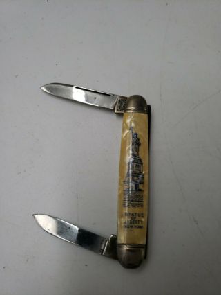 Statue Of Liberty York Imperials Folding Pocket Knife 2 Blade Vintage L1