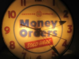 American Express Money Orders Old Advertising Clock Sign As - Is Non Noag