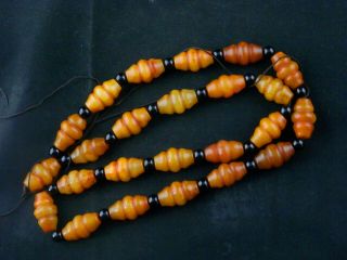 29 Inches Good Quality Chinese Old Jade Hand Carved Beads Prayer Necklace S009