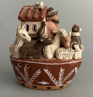 Vintage Handmade Peruvian Pottery Folk Art Noah’s Ark Figure Peru