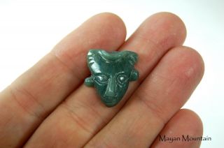 New: Mini Mayan Face Carving In Guatemalan Jadeite Jade Maya Warrior 15 Pendant