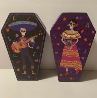 Dia De Los Muertos - Day Of The Dead - Cardboard Coffin Box Set - Sugar Skulls