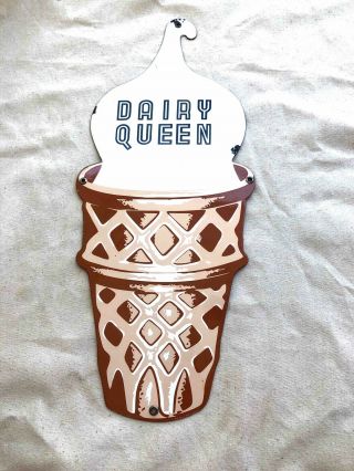Old Dairy Queen Drive - In Die Cut Porcelain Soft Serve Ice Cream Advertising Sign
