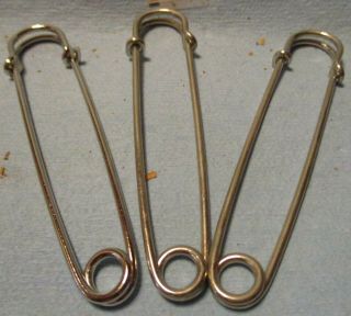 3 Vintage Blanket Pins From Old Saddle Shop 4 " Long And No Rust