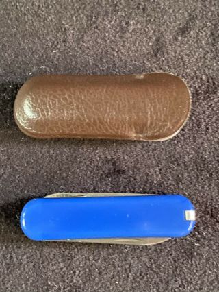 Vintage Victorinox Swiss Army Knife Blue In Sheath