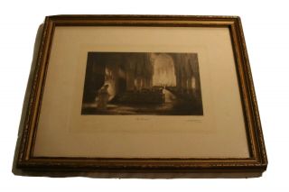 " The Presence " By A.  E.  Borthwick Vintage Framed Print 11 " By 9 "