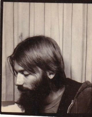 Vintage Photo Booth - Pensive Young Man,  Hippie,  Long Hair,  Beard