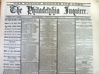 1865 Civil War Black Bordered Newspaper President Abraham Lincoln Assassinated