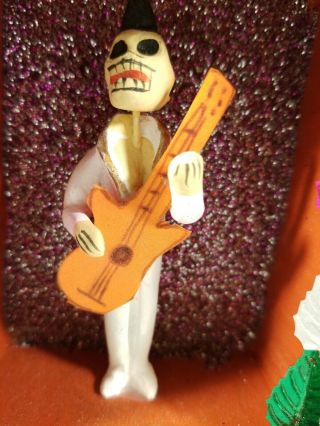 Miniature 4 " Day Of The Dead Elvis Toy Figurine.  Hand Made.