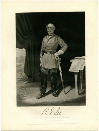 Robert E Lee,  Confederate General/army Of Northern Virginia/steel Engraving 8524