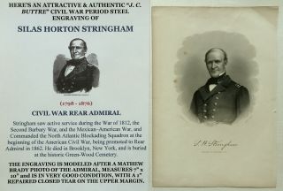 Civil War Brady Photo Buttre Steel Engraving Rear Admiral Silas Horton Stringham