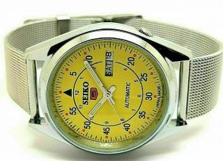 Seiko 5 Automatic Mens Steel Yellow Dial 6309 Vintage Day/date Japan Watch Run