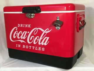 Chest Cooler 54 Quart Ice Box Coca Cola Stainless Steel Outdoor Picnic Camping