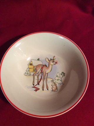 Vintage R.  L.  M.  Rudolph The Red Nosed Reindeer Child’s Cereal Bowl Christmas
