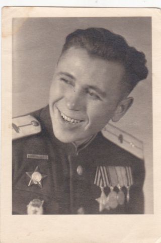 1948 Handsome Young Man Soldier Awards Soviet Russian Photo Gay Interest