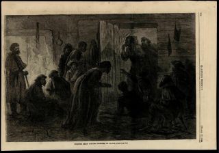 Slaves Sheltering Union Officers In Cabin 1864 Civil War Wood Engraved Print