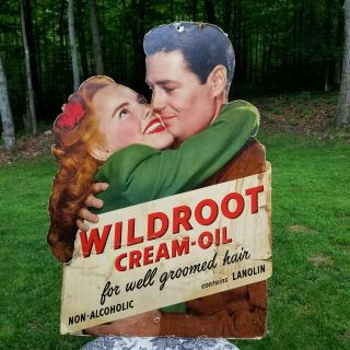 Vintage 1940s Wildroot Cream Oil Cardboard Advertisement With James Stewart And