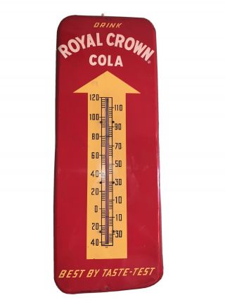 1951 Rc Drink Royal Crown Cola Soda Pop 25.  5 " Metal Thermometer Sign Advertising
