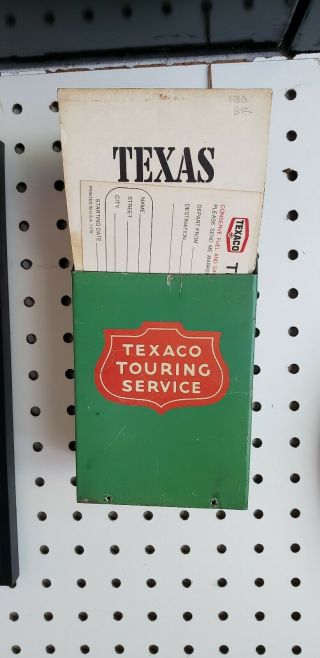 Vintage TEXACO Touring Service Map Holder Stand Wall Rack Maps and Card 2
