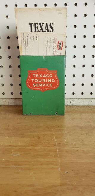 Vintage TEXACO Touring Service Map Holder Stand Wall Rack Maps and Card 3