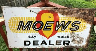 Embossed Moews Dealer Say Maize Sign W Stank Seed Feed Farm