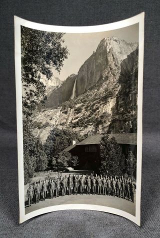 1943 Army Soldiers At Yosemite National Park Ca Yosemite Falls Ww2 Snapshot