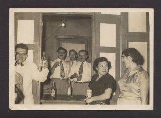 Vintage B&w Photo / Celebration / Don Q Bottle Puerto Rico / 1950 