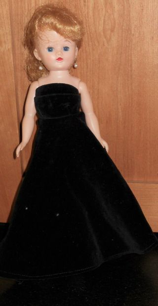 Vintage Vogue Jill Tagged Black Velvet Gown Blonde Pony Tail & Earrings