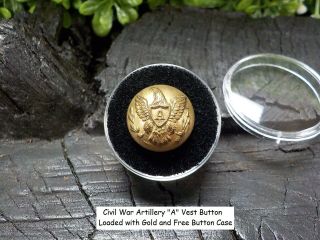 Old Rare Vintage Antique Civil War Relic Eagle Artillery Vest Button Gold Gild