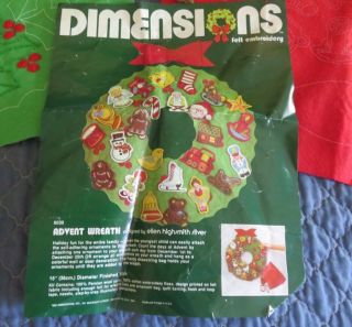 Vintage Dimensions FELT Embroidery Kit ADVENT WREATH Partially Started 2