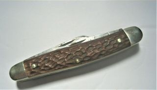 Vintage Kutmaster Utica N.  Y.  U.  S.  A.  Red Bone Folding Pocket Knife - 4 Inches