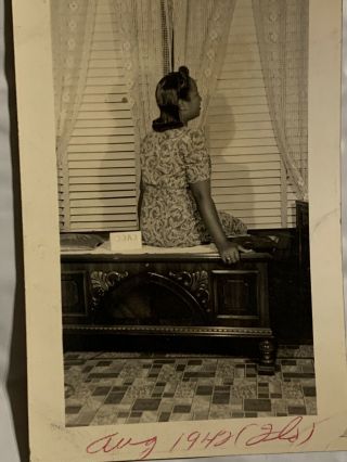 Vintage Photo African American Woman Posing On Furniture Chest 1942 Photo (flo)