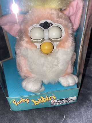 Vintage Furby Babies W/ Boxwhite & Pink Tigger Electronics 1999 Hasbro