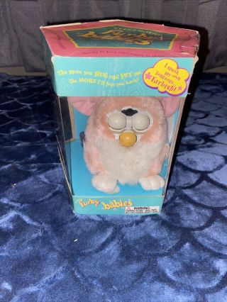 Vintage Furby Babies w/ BoxWhite & Pink Tigger Electronics 1999 Hasbro 3