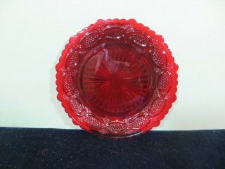 Set Of 4 Vintage Avon Cape Cod Ruby Red Glass 10 3/4 " Dinner Plates 1876 Euc