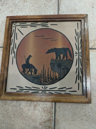 Vintage Navajo Framed Sand Painting Native American Signed By Alex Lee Mawye