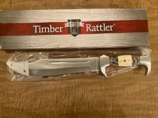 Timber Rattler Tr127 16 - 1/2”.  Bowie Knife With Brown Leather Sheath