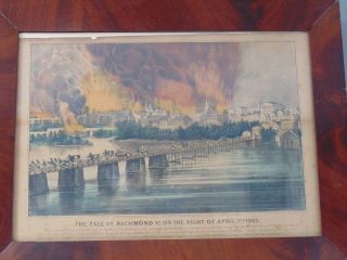 C.  1865 Currier & Ives Lithograph - The Fall Of Richmond Va.  April 2nd 1865