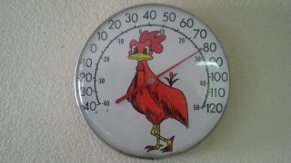 Vtg Jumbo Dial Ohio Thermometer Co.  Red Chicken 12 " Thermometer
