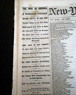 2nd Second Battle Of Bull Run & Richmond Ky Kentucky 1862 Civil War Newspaper