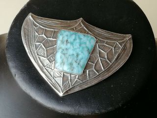 Vintage Jewellery Arts And Crafts Brooch.  2.  25 Inches Across.  Blue Panel