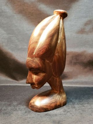 Wood Hand Carved African Nubian Head Bust Tribal Carving Vintage Travels