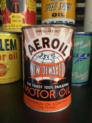 Aeroil Pricer 35¢ Vintage Quart Oil Can Metal Universal Oil Company Of Texas