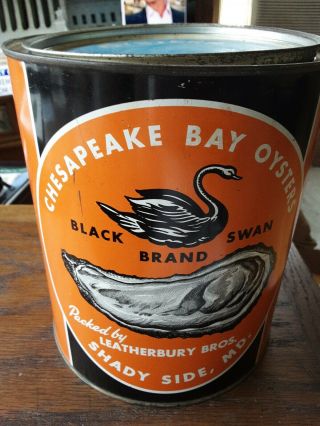Chesapeake Bay Oysters 1 Gallon Can/tin Shadyside Md Vintage Collectible